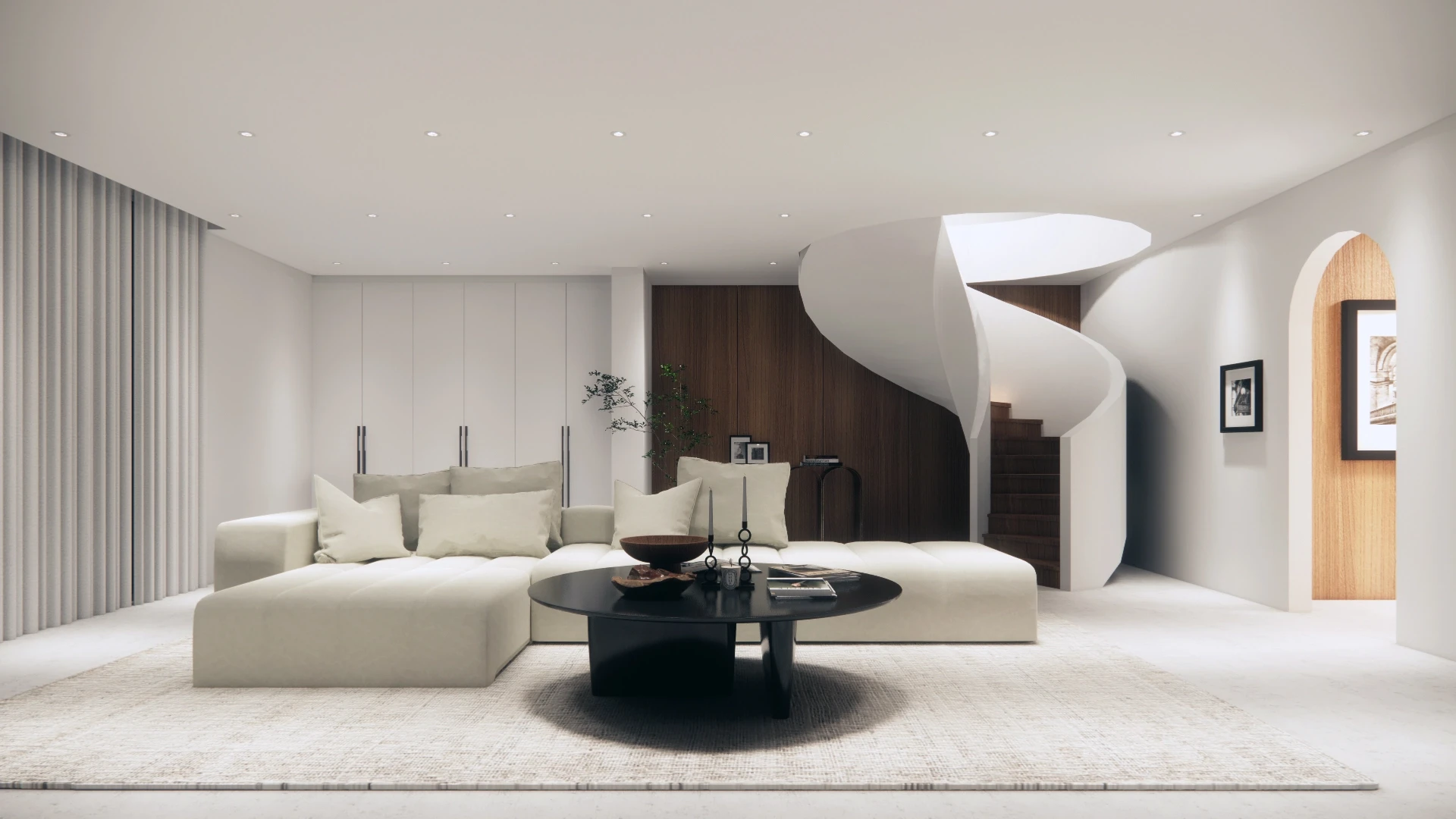 Residential interior without architectural lighting design, demonstrating reduced atmosphere and visual impact