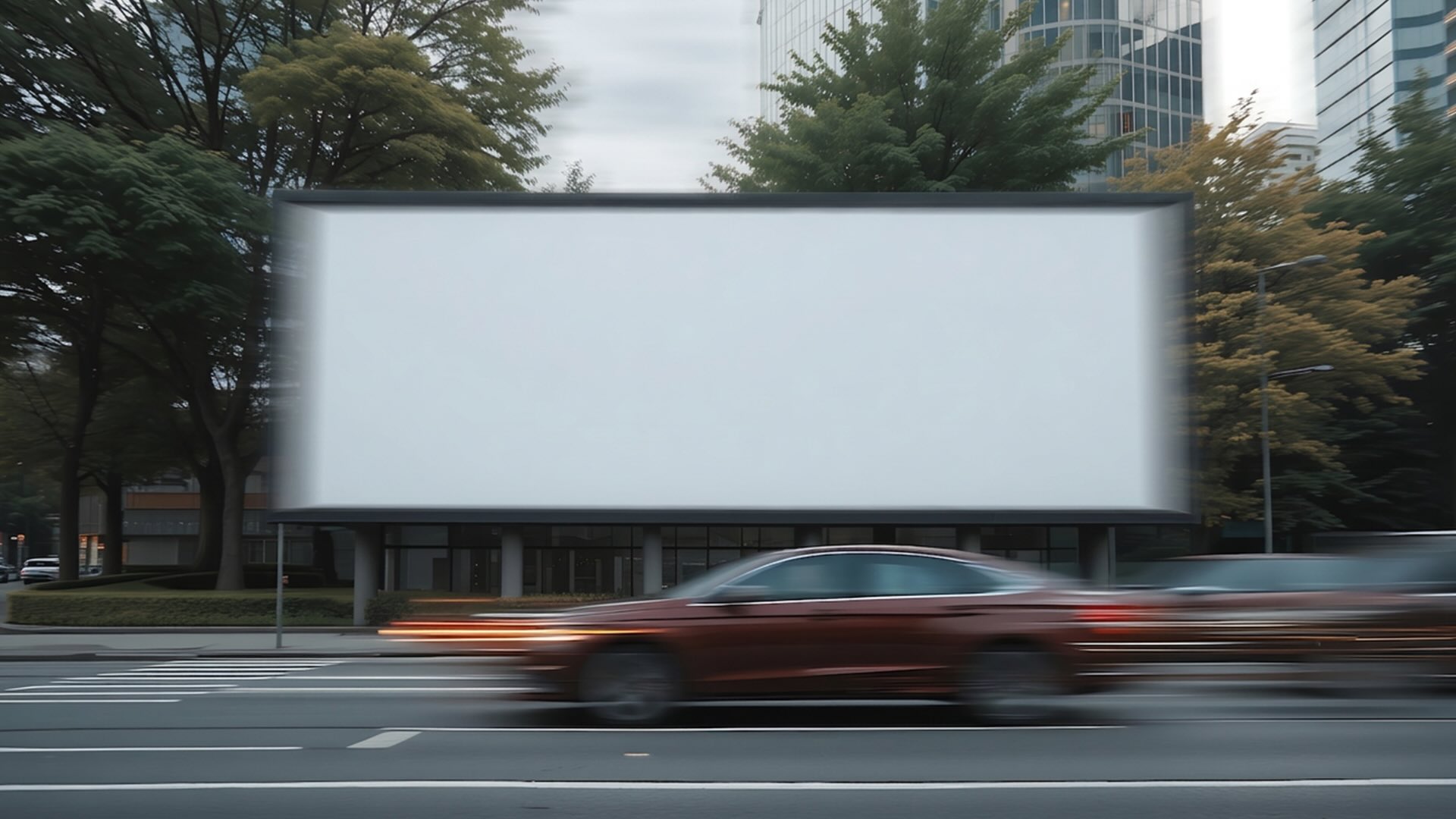 a motion blurred image of a blank billboard