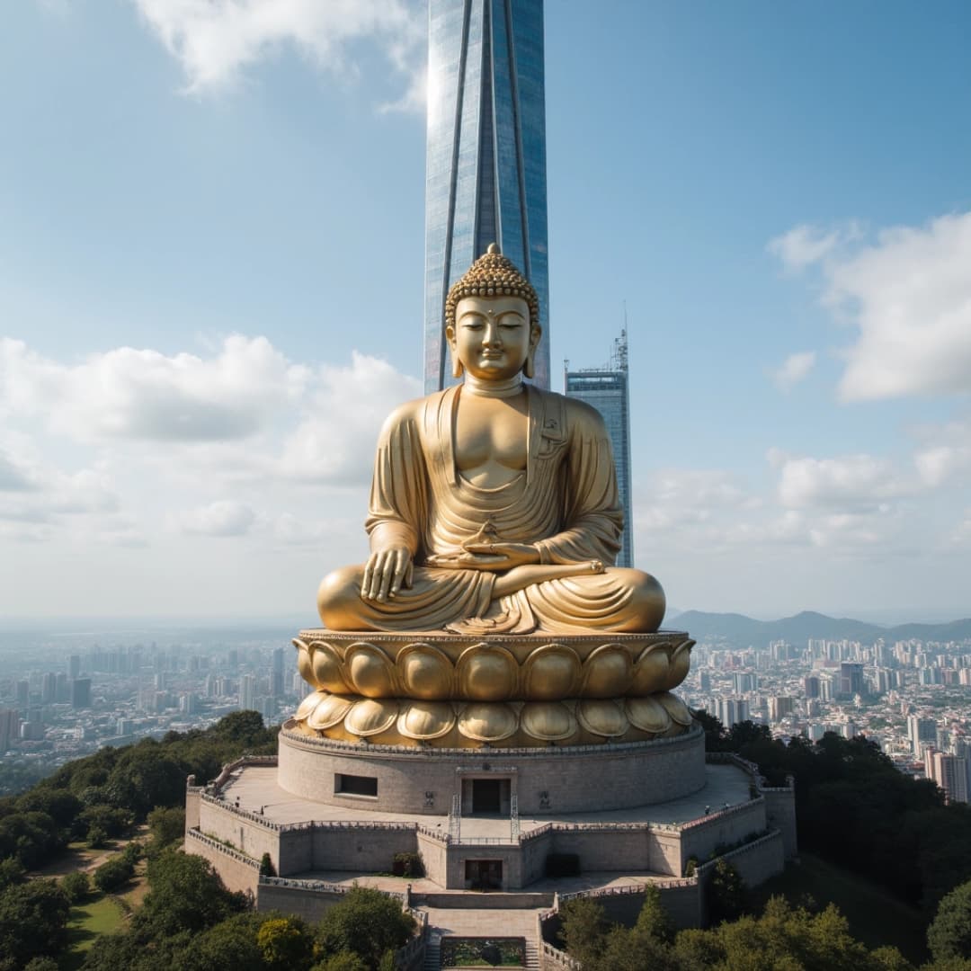 ein riesiger buddha aus gold