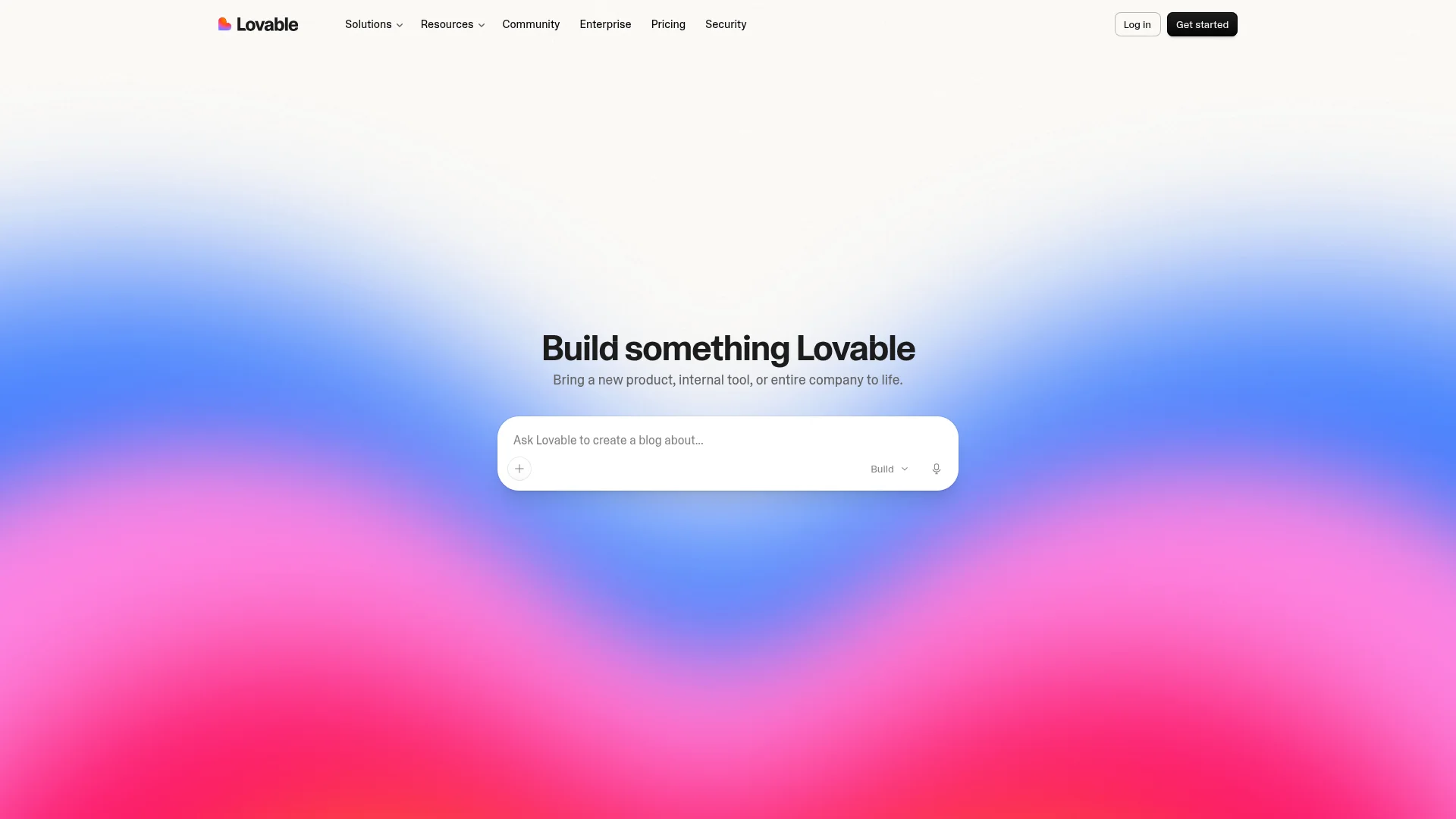 Lovable AI website builder homepage