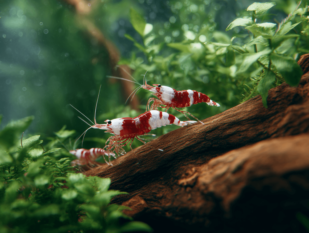 a red and white crystal shrimp