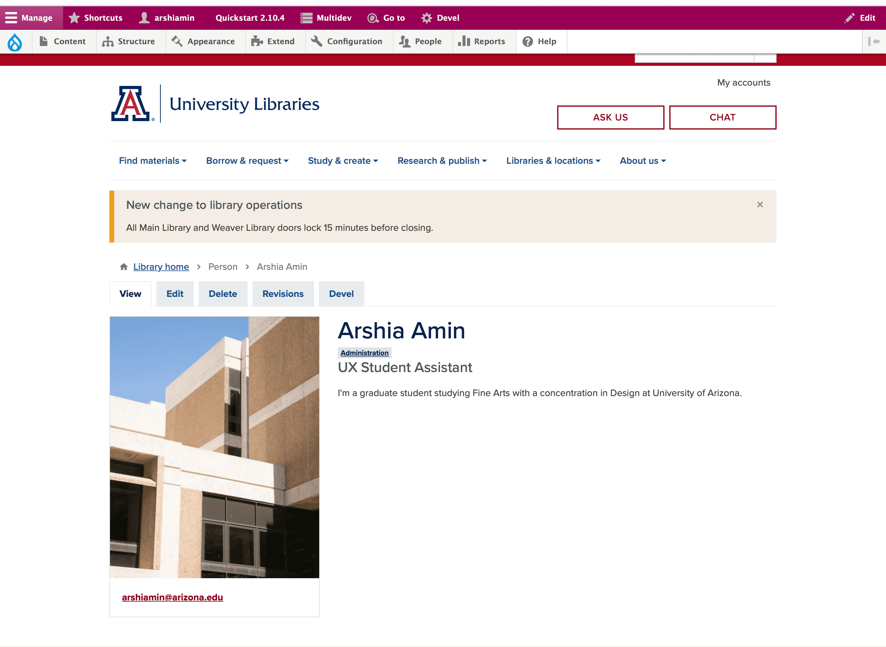 Previous staff profile