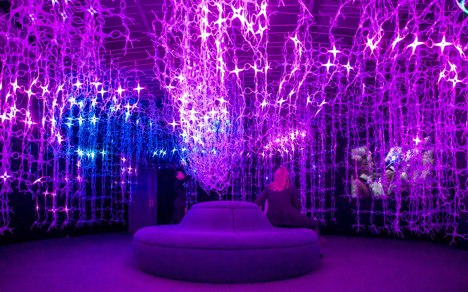 Interactive light installation at Mythos Mozart exhibit.