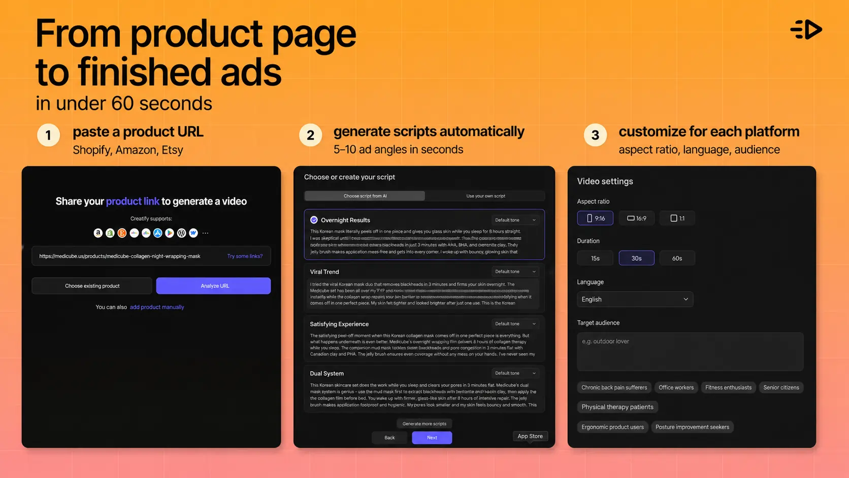 From product page to finished ads