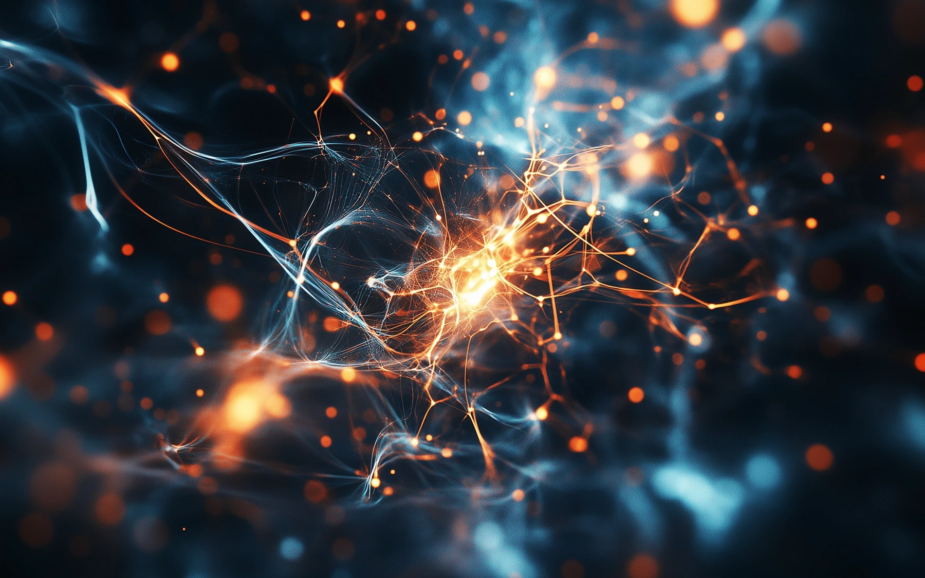 A vibrant energy source branching out with threads of energy into space.