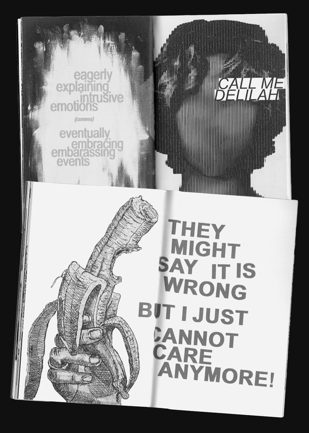 Love Flawed Monologue editorial zine, Kravlingprisen 2024 winner, by Kjære Niko