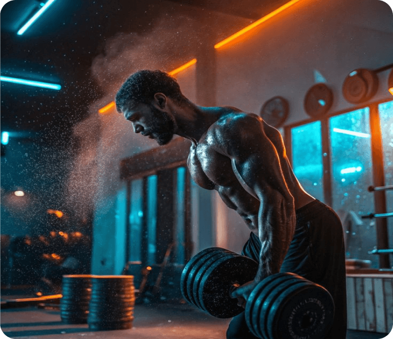 Homem malhando na academia