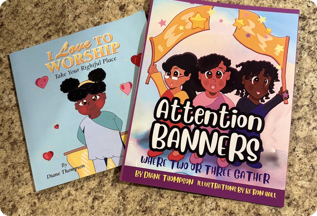 Illustrated children’s books showcasing colorful characters and playful typography.