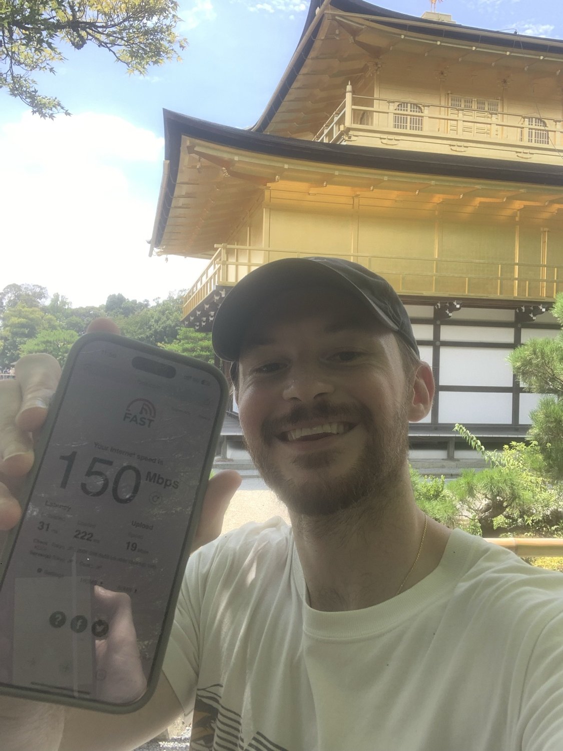 Speed test result recorded at Kinkaku-ji (Golden Pavilion), Japan
