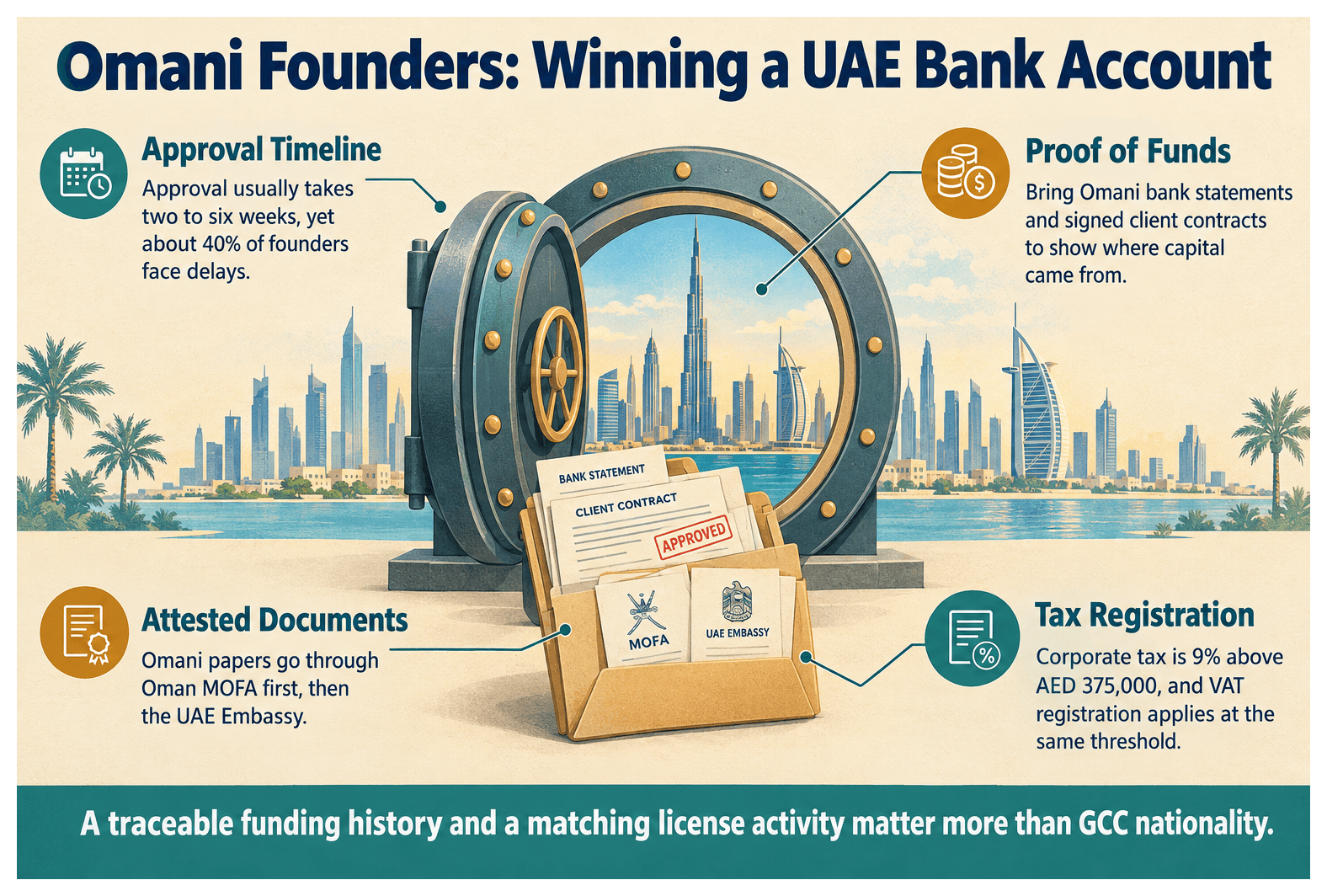 Infographic: Opening a UAE Corporate Bank Account as a Omani Entrepreneur