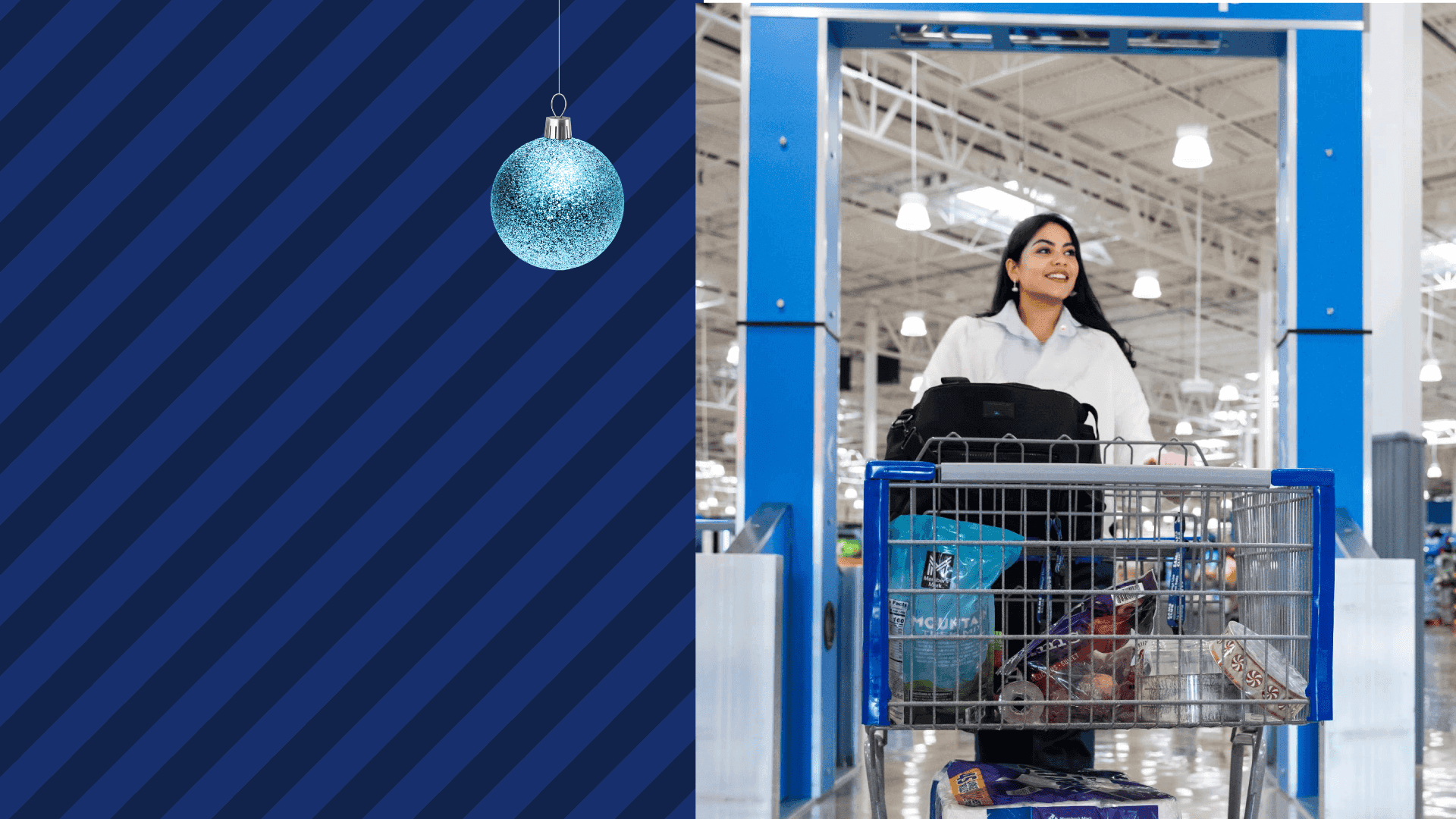 imagen de dos personas felices que disfrutan comprar en Sam's Club con su celular