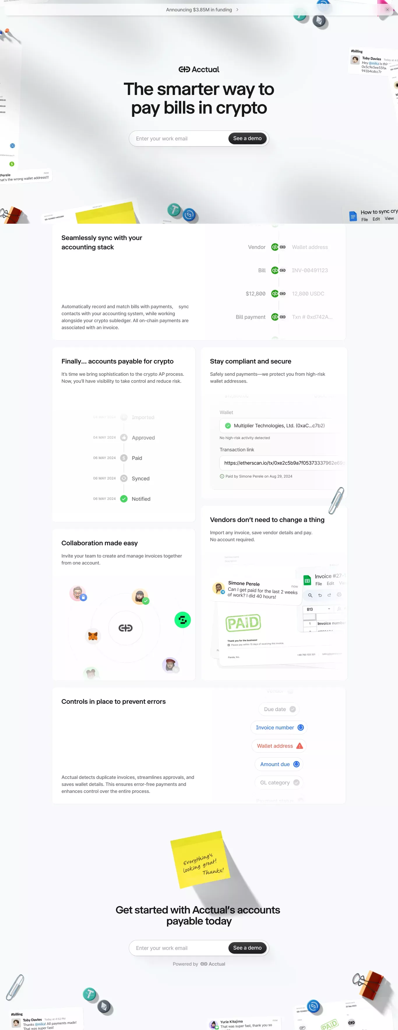 Acctual landing page screenshot showcasing Tech and Finance design