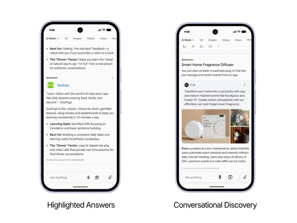 Conversational Discovery Ads and Highlighted Answers