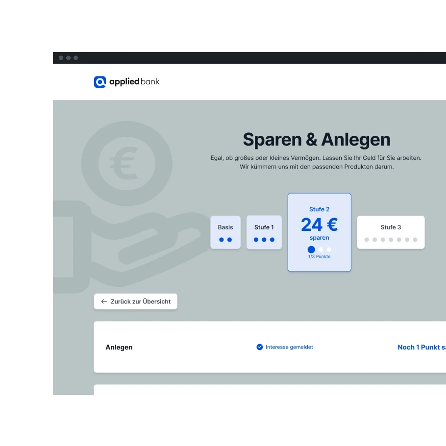 Übersicht Stufe in Kategorie Sparen & Anlegen