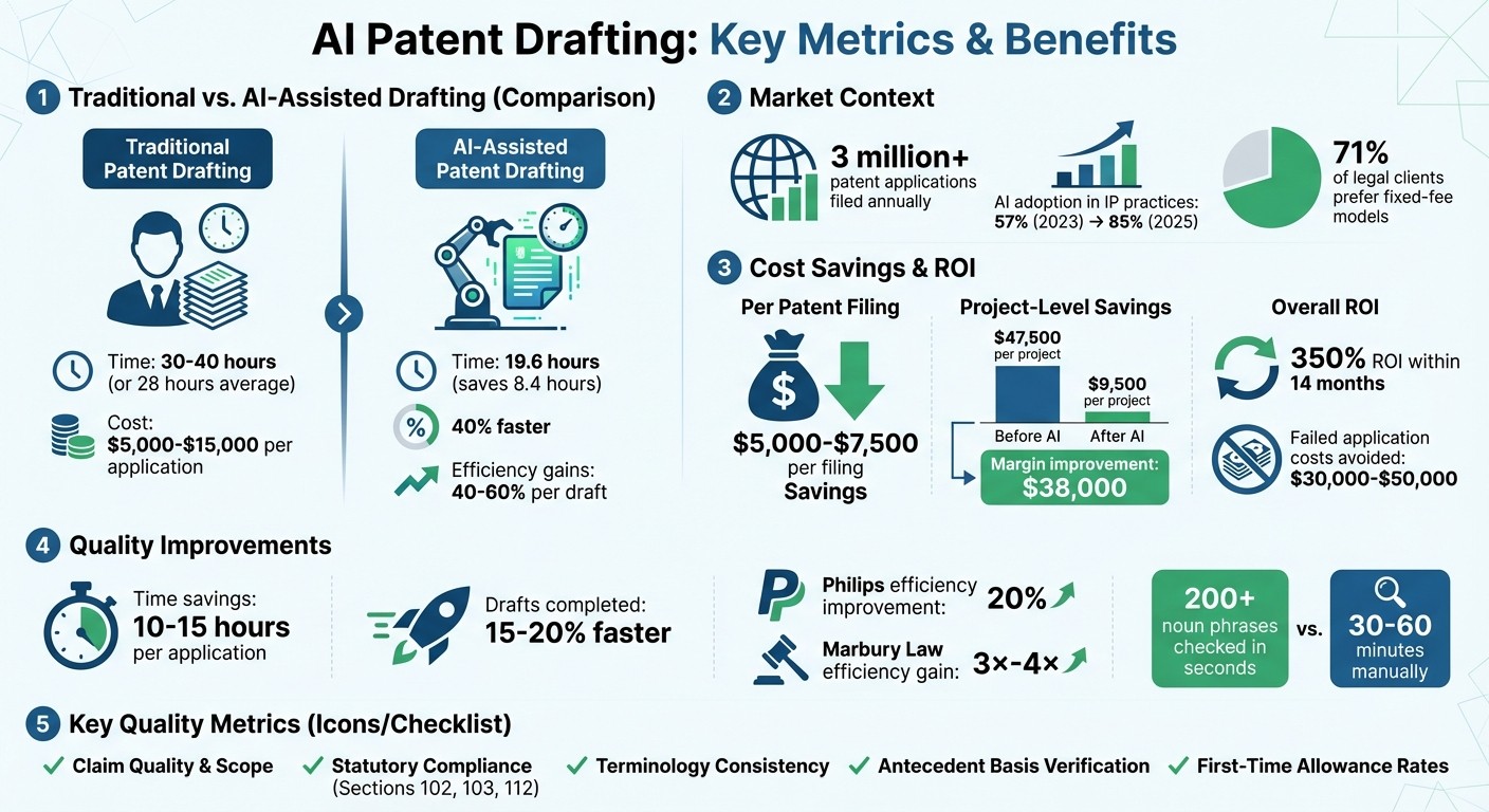 AI Patent Drafting: Cost Savings, Time Reduction, and ROI Statistics