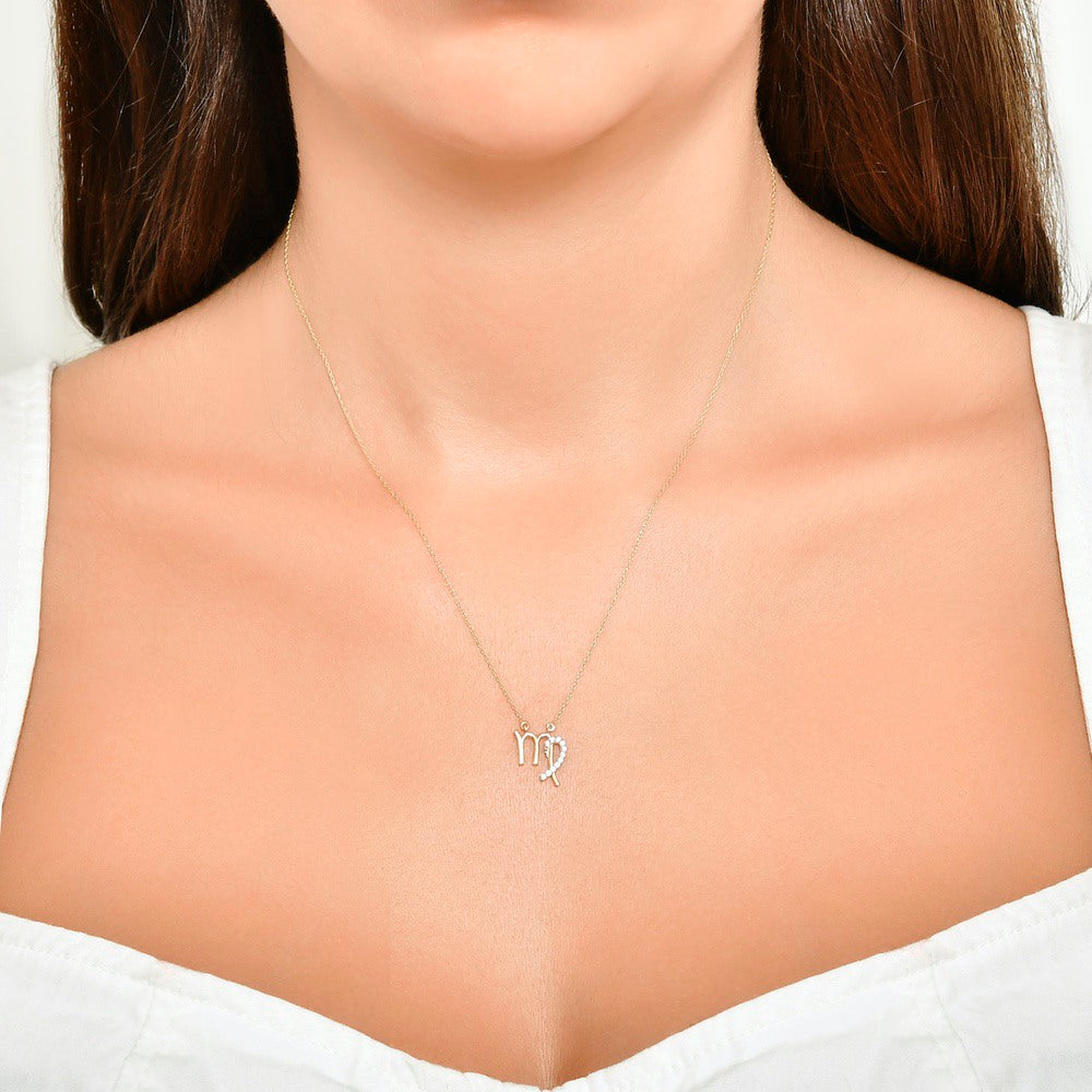 Assos Pırlanta 14 Ayar Altın Başak Burcu Tasarım Kolye