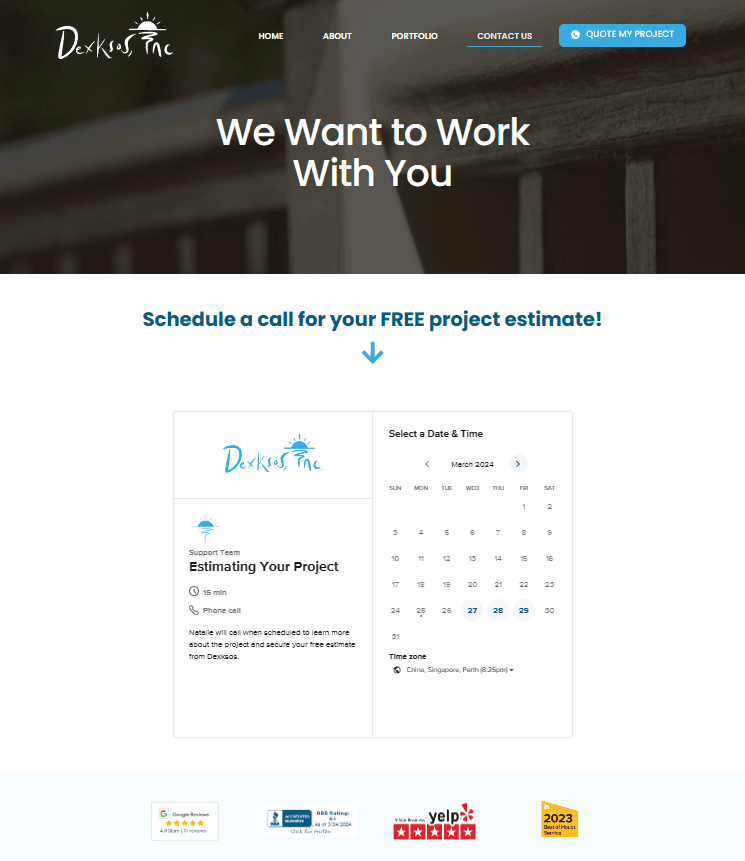 dexksos website contact us page