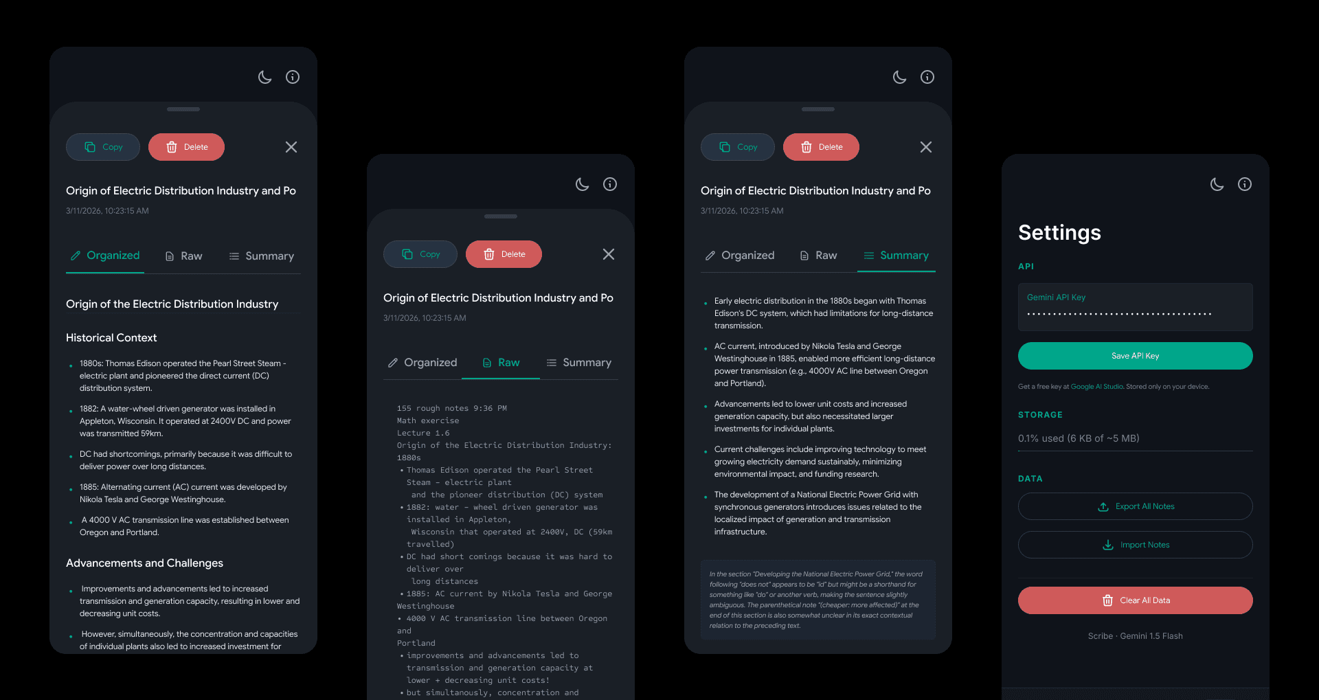 Collection of UI design of scrice