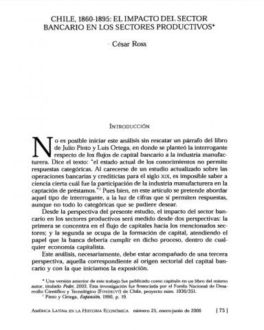 Chile, 1860-1895: el impacto del sector bancario en los sectores productivos