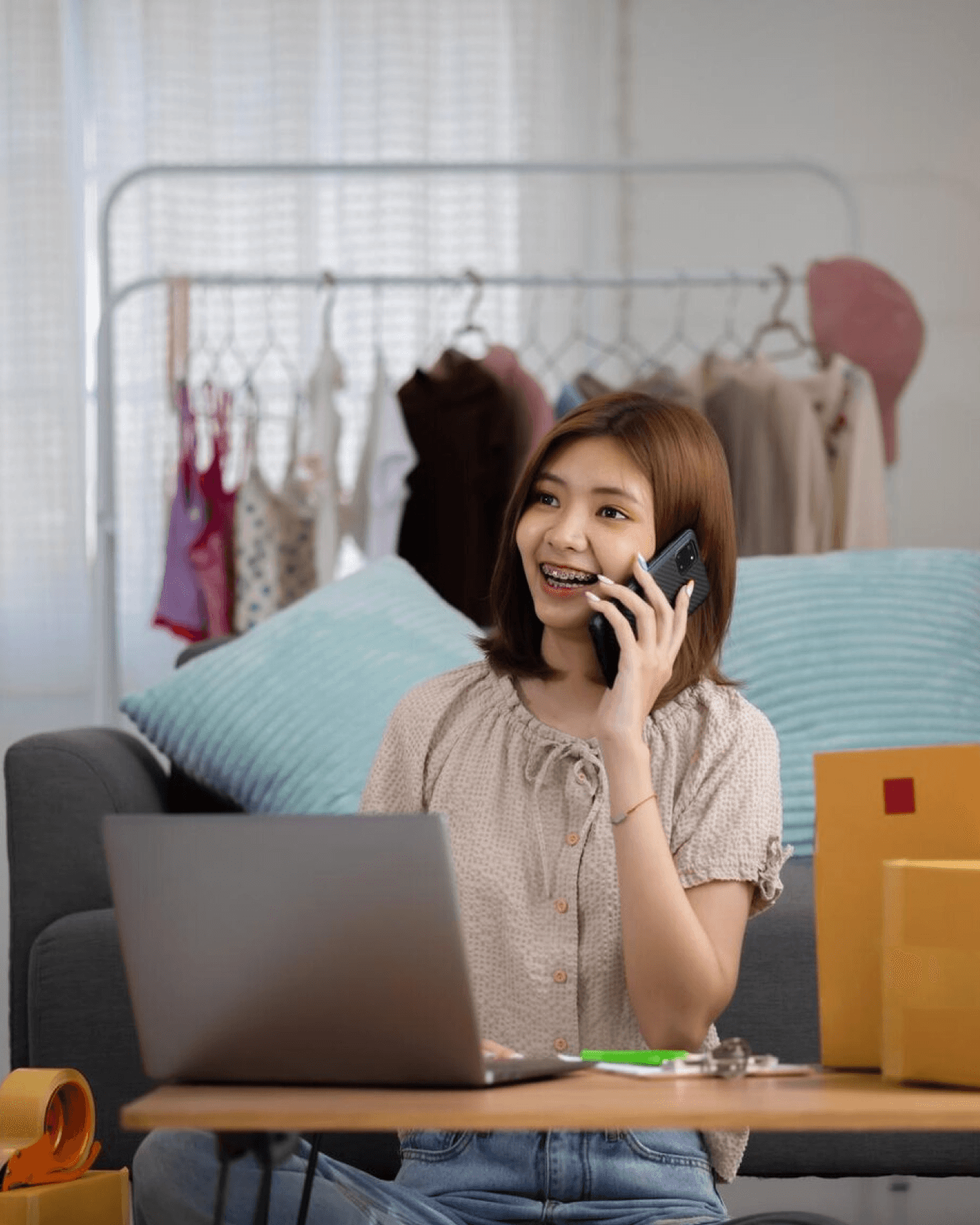 Woman talking on phone 