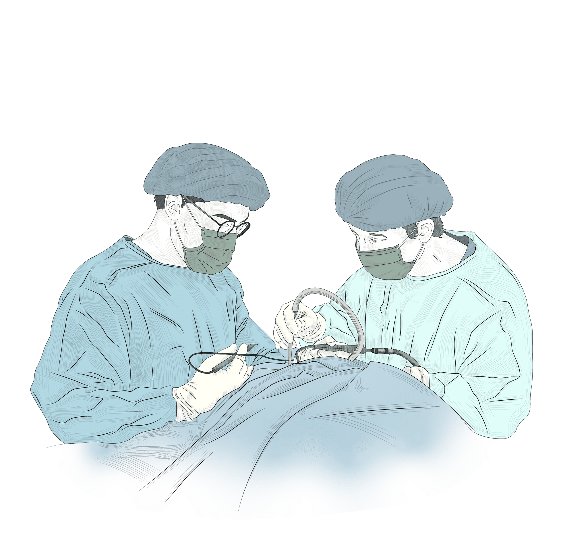 Two surgeons operating on a patient.