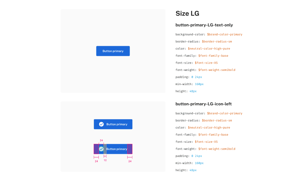 Demonstração de especificação do componente botão