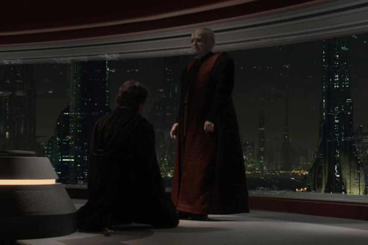 Palpatine rechristens Anakin Skywalker as Darth Vader.