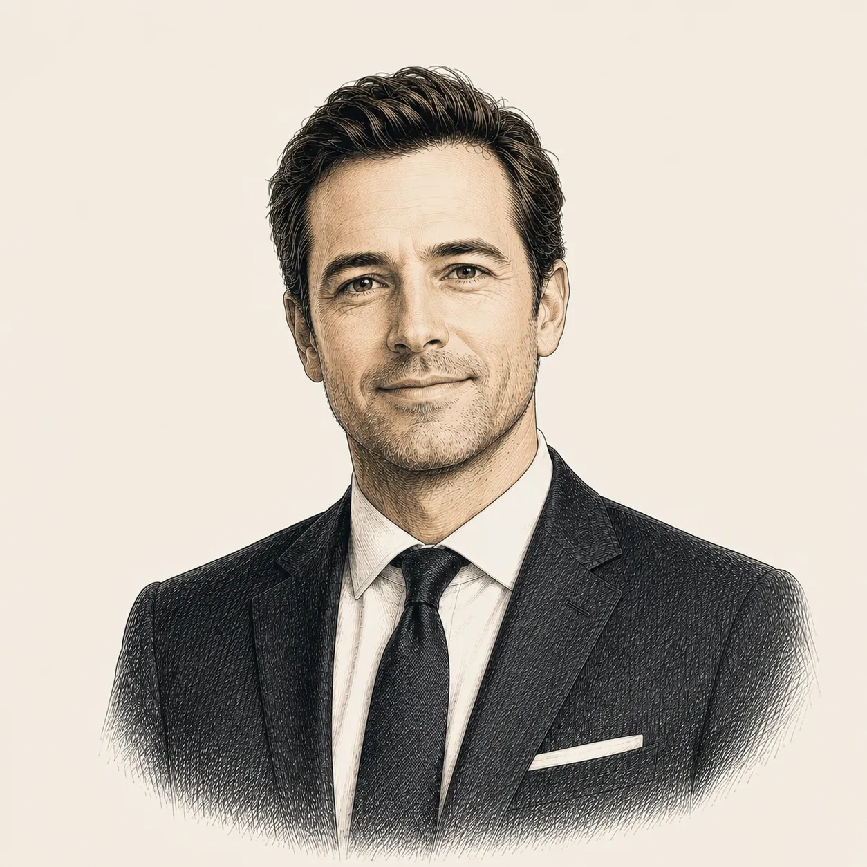 A man with smily face by wearing suite.