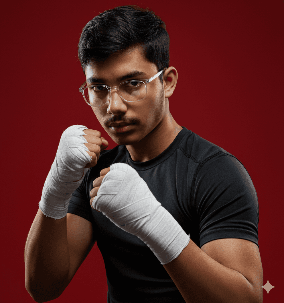 Portrait of portfolio creator – back view