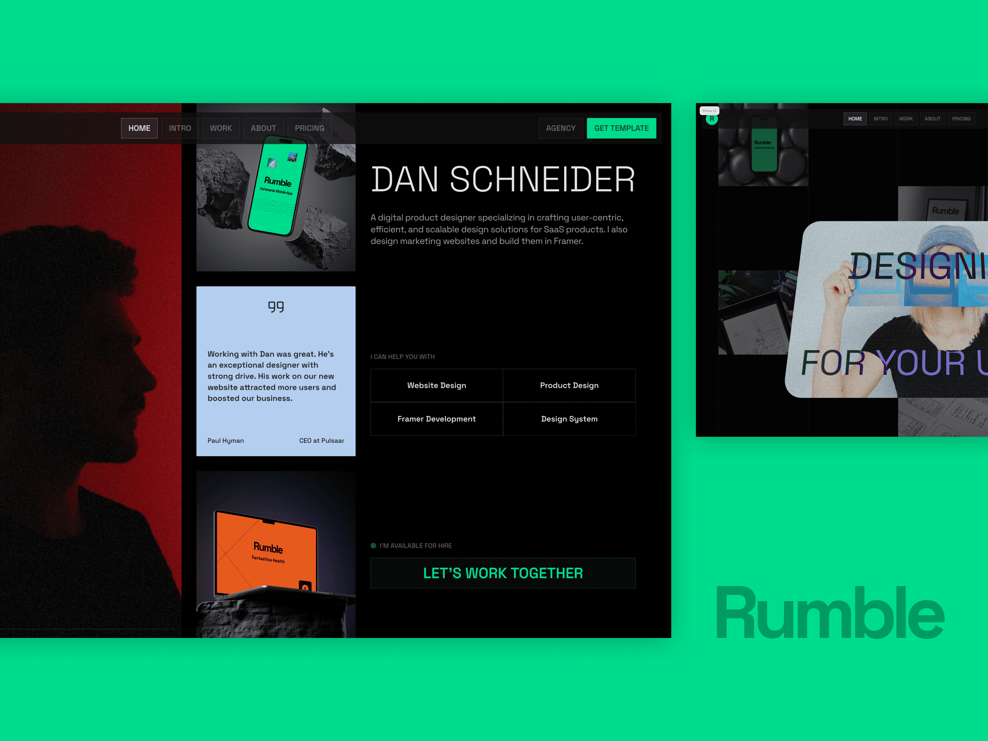 Rumble - A free Framer template