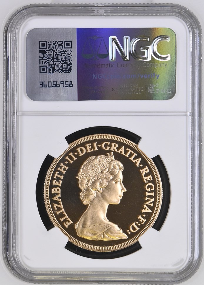 1980 Great Britain five sovereign with the Arnold Machin portrait.