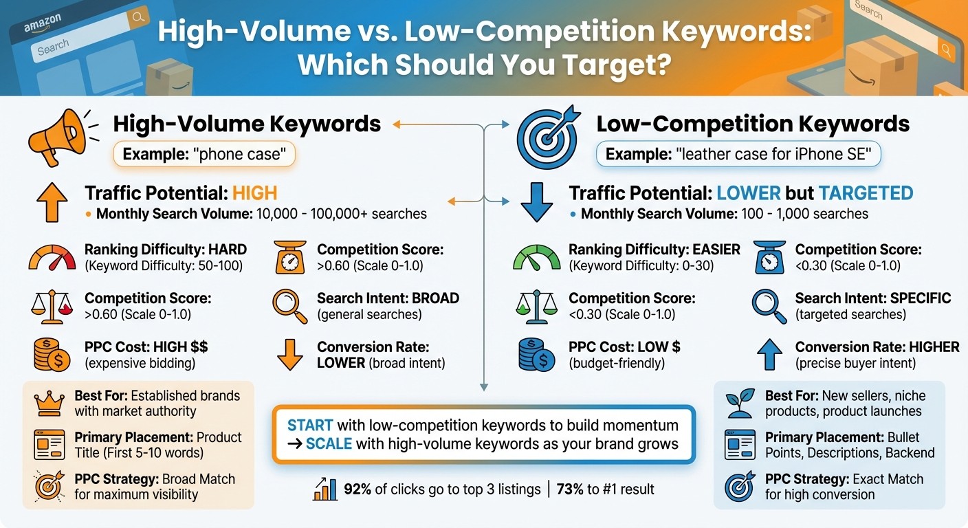 High-Volume vs Low-Competition Keywords Comparison for Amazon Sellers