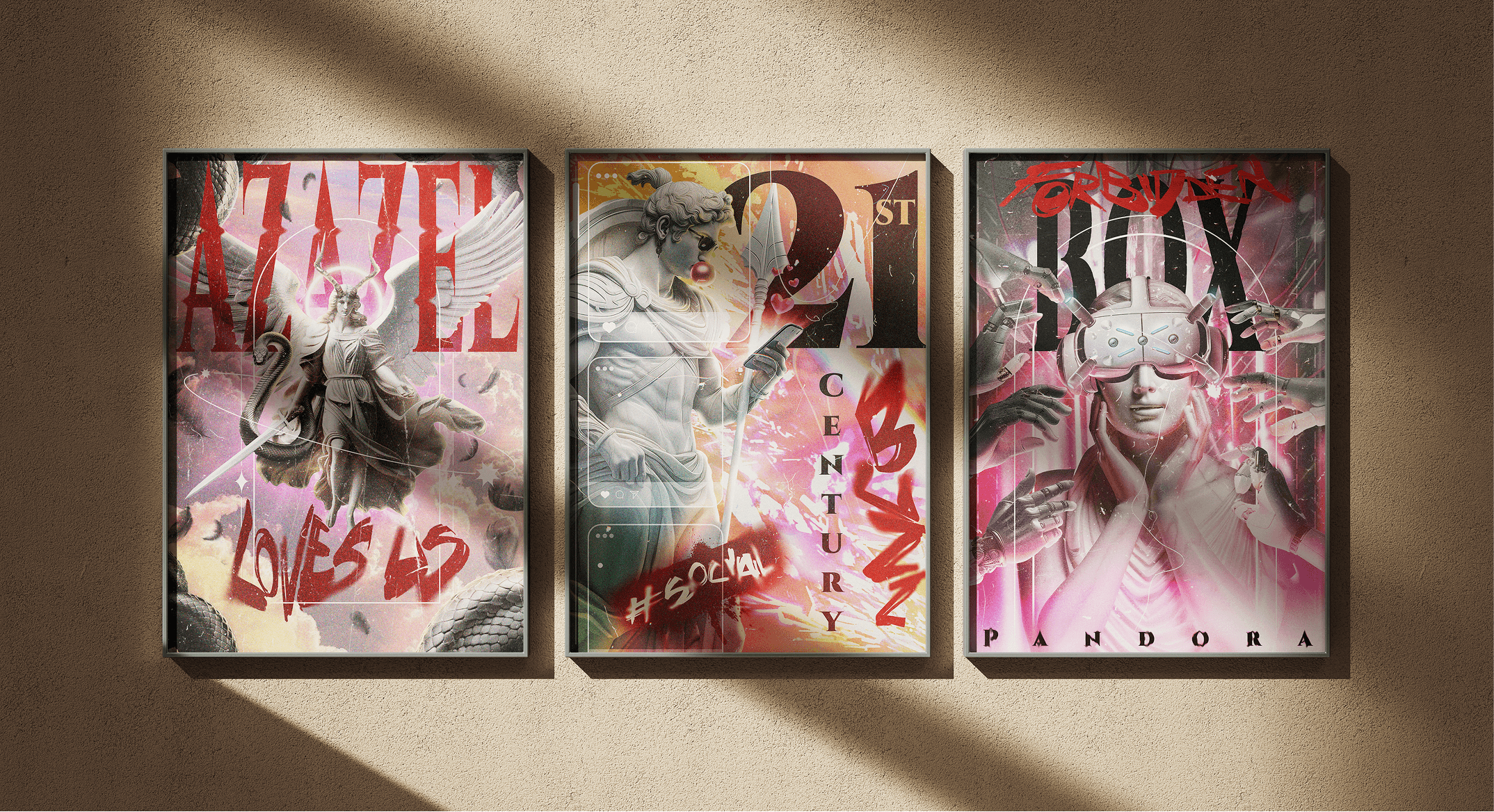 Série d’affiches Neue Antica inspirée de l’esthétique antique et de la culture contemporaine