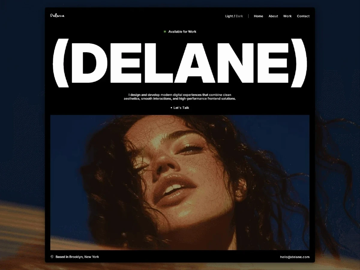 Hero section preview of the Delane premium Framer template.