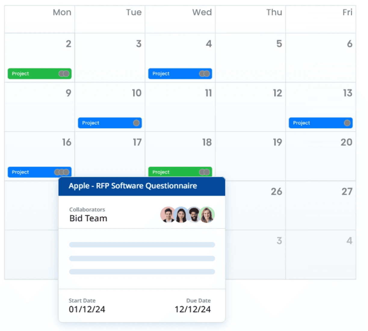 project management calendar