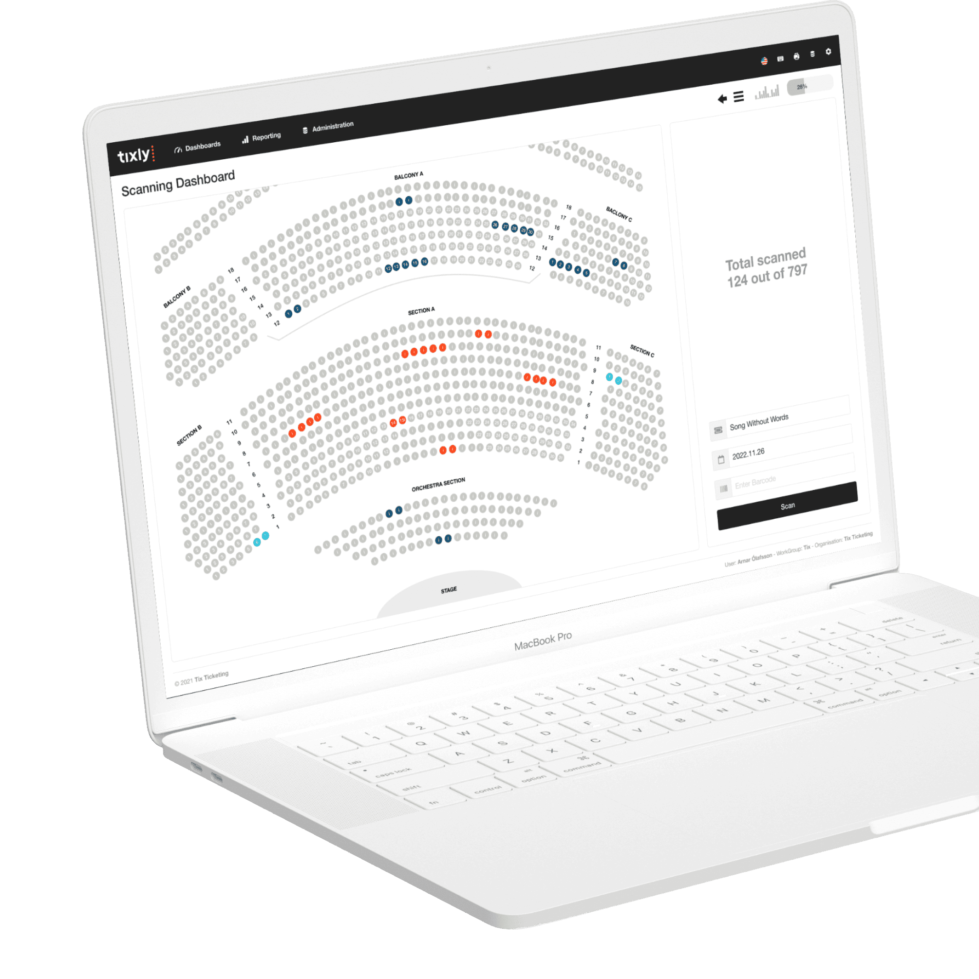 Box office UI showing scanning overview