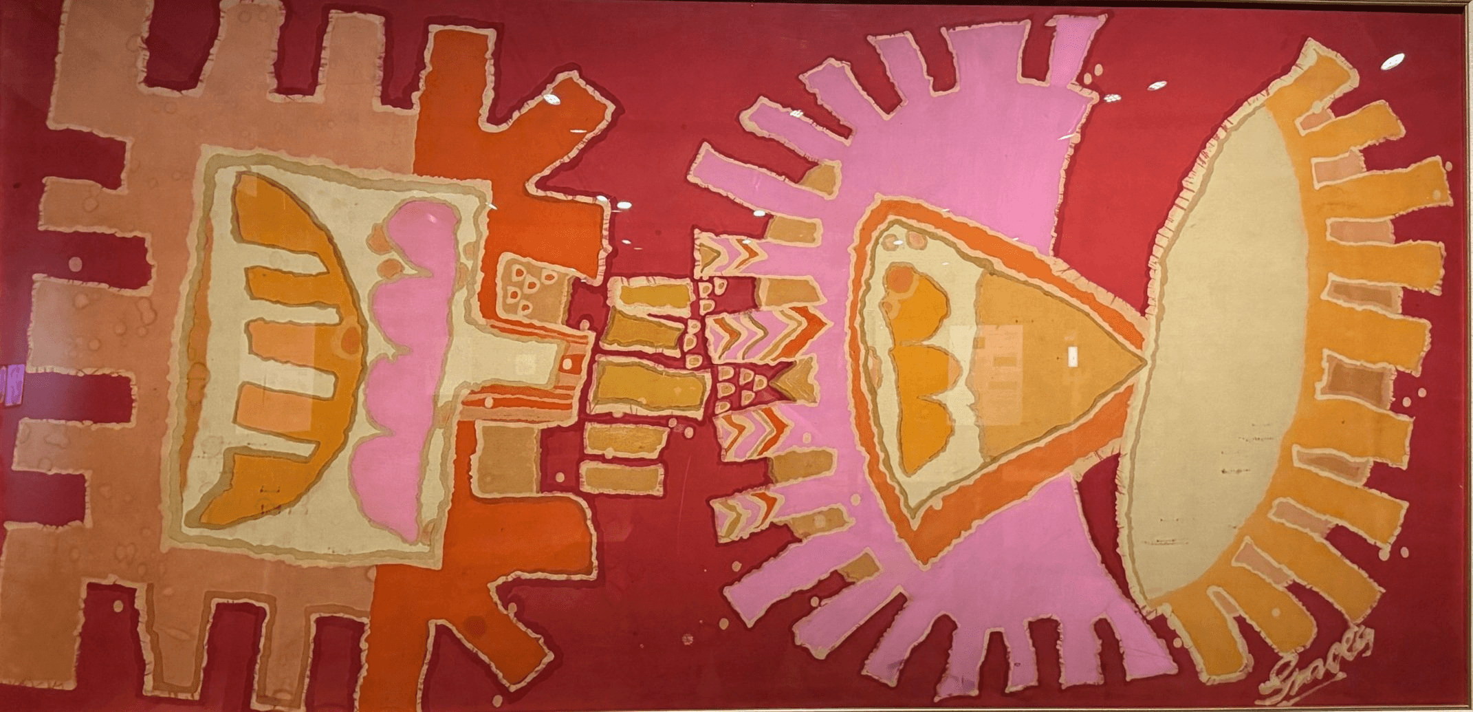 Detail of Journey into Space by Grace Selvanayagam at the Tropical Stories from Southeast Asia and Latin America at the National Gallery of Singapore