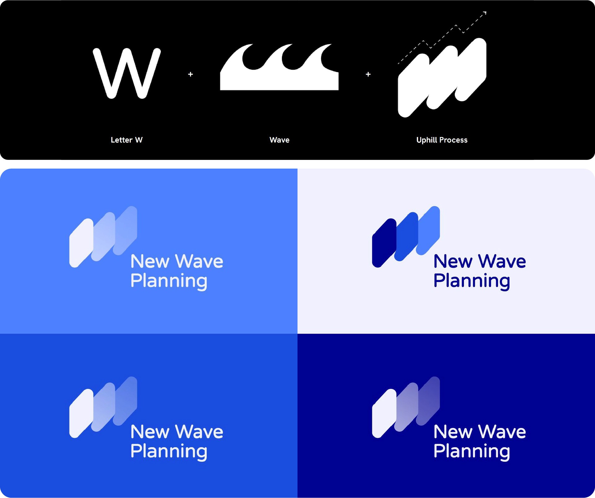 New Wave Planning logo design with wave inspired design