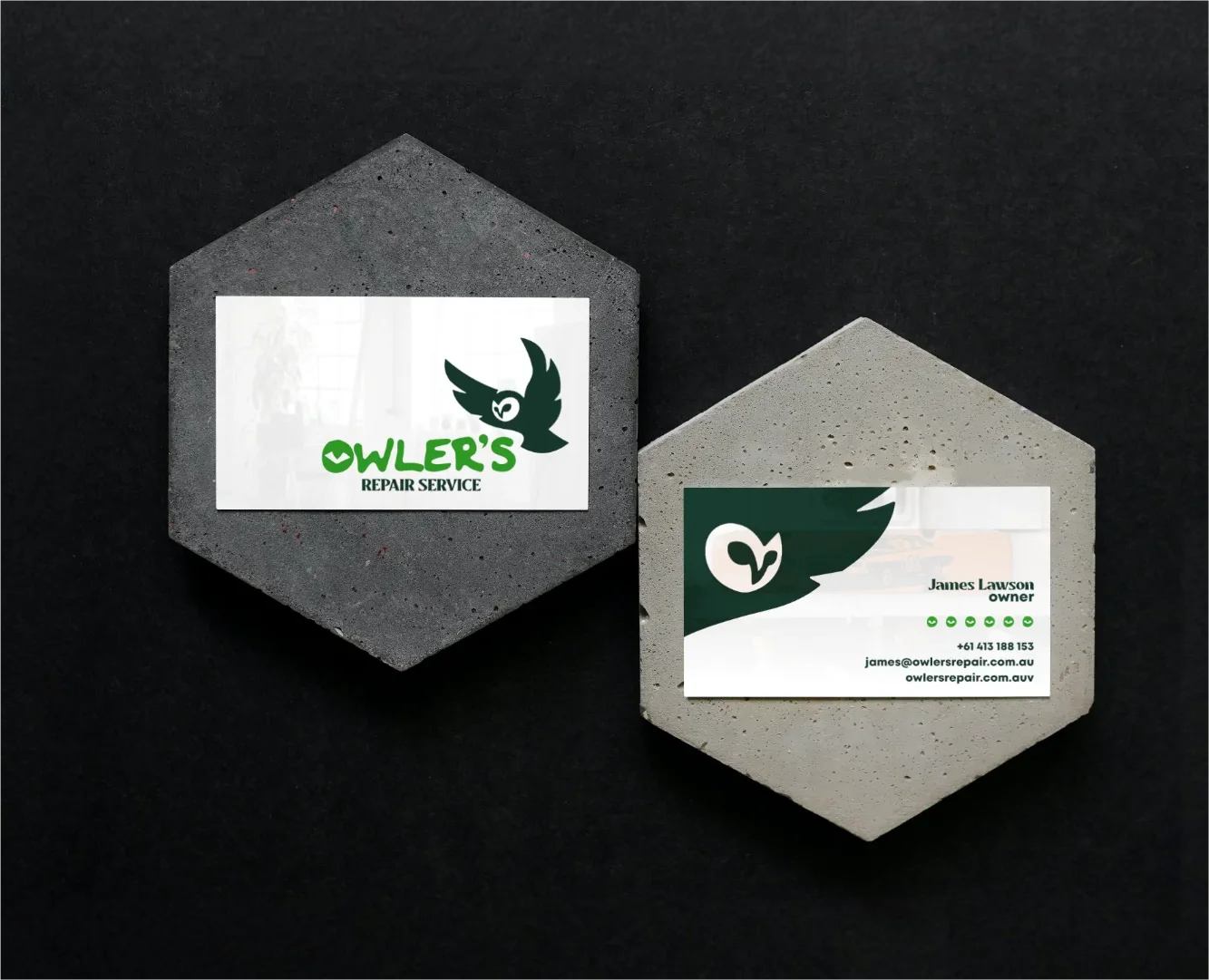 Option 1 (Technical & Studio SEO): Digital brand campaign for Owler's Repair Service by Made by Campfire, featuring a cohesive social media grid with the barn owl logo, home improvement lifestyle shots, and a vibrant green color palette.