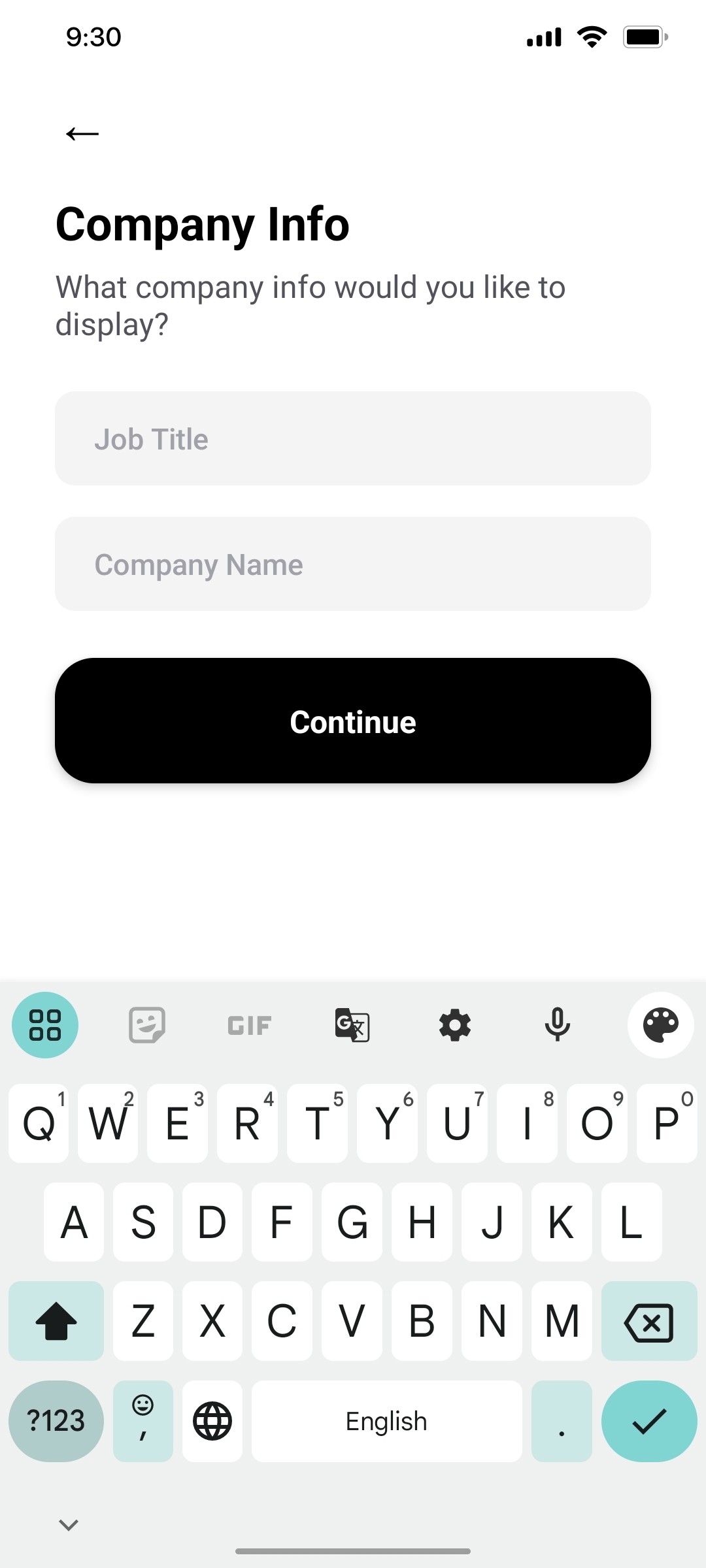 Popl Company Info Screen