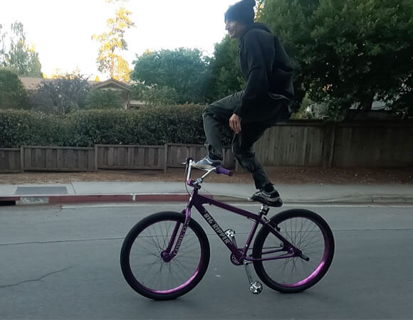 Donny surfing his mountain bike.