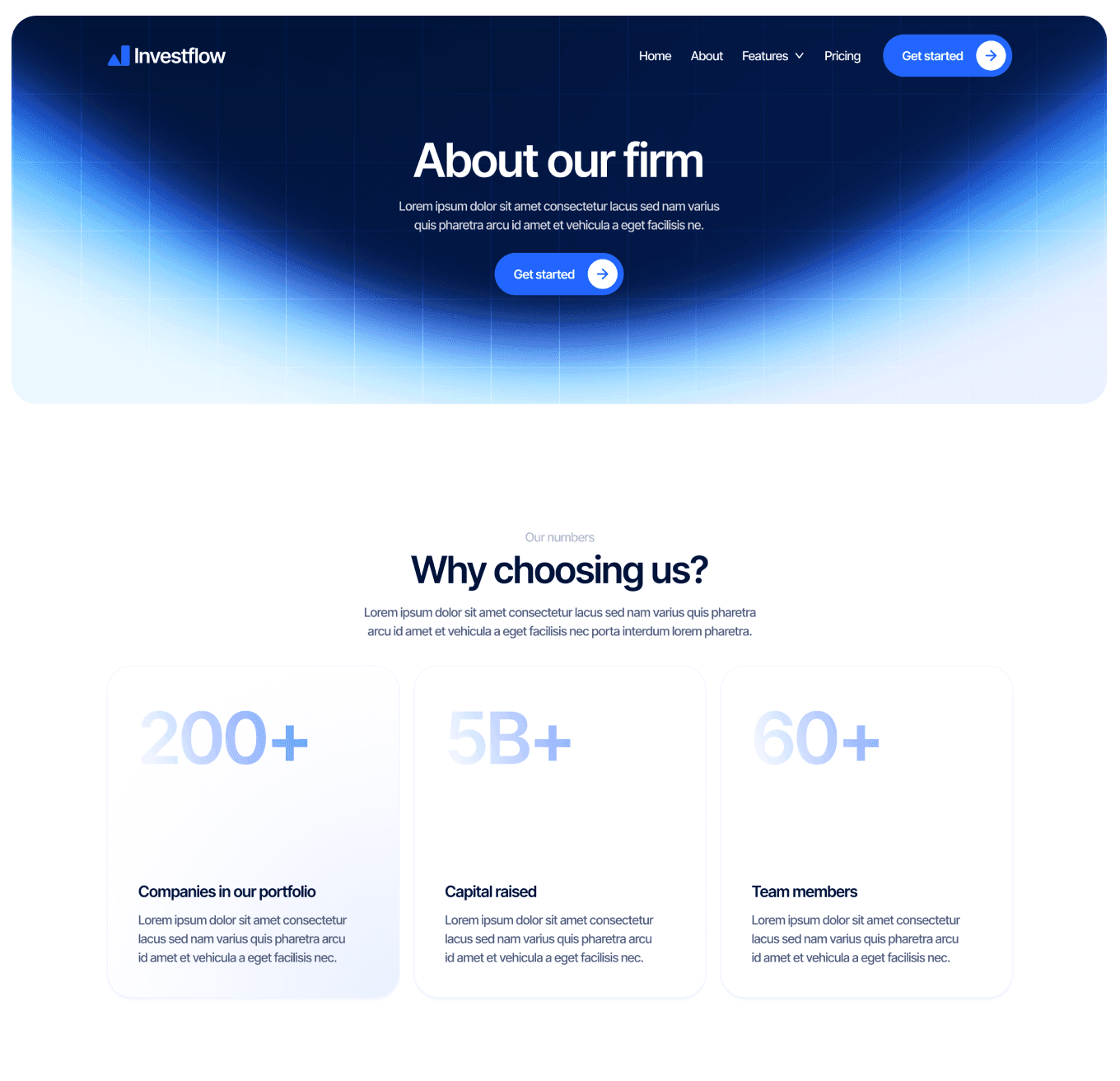 Investflow - About Page - Investment Firm Framer Template