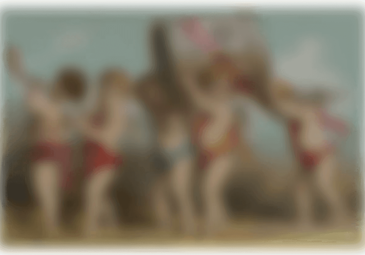 woman in red dress sitting beside woman in blue bikini