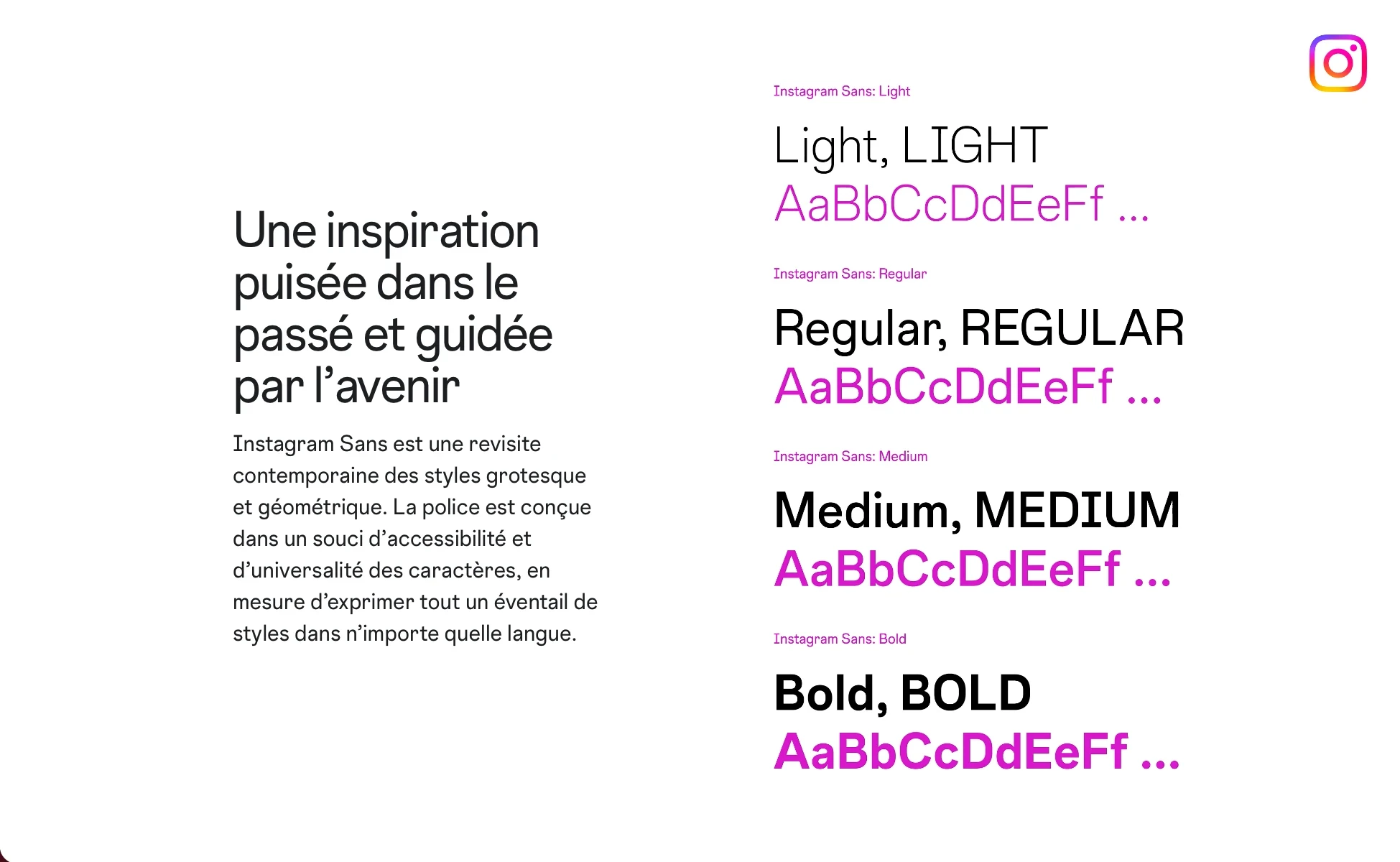 Graisse de typographie d'Instagram