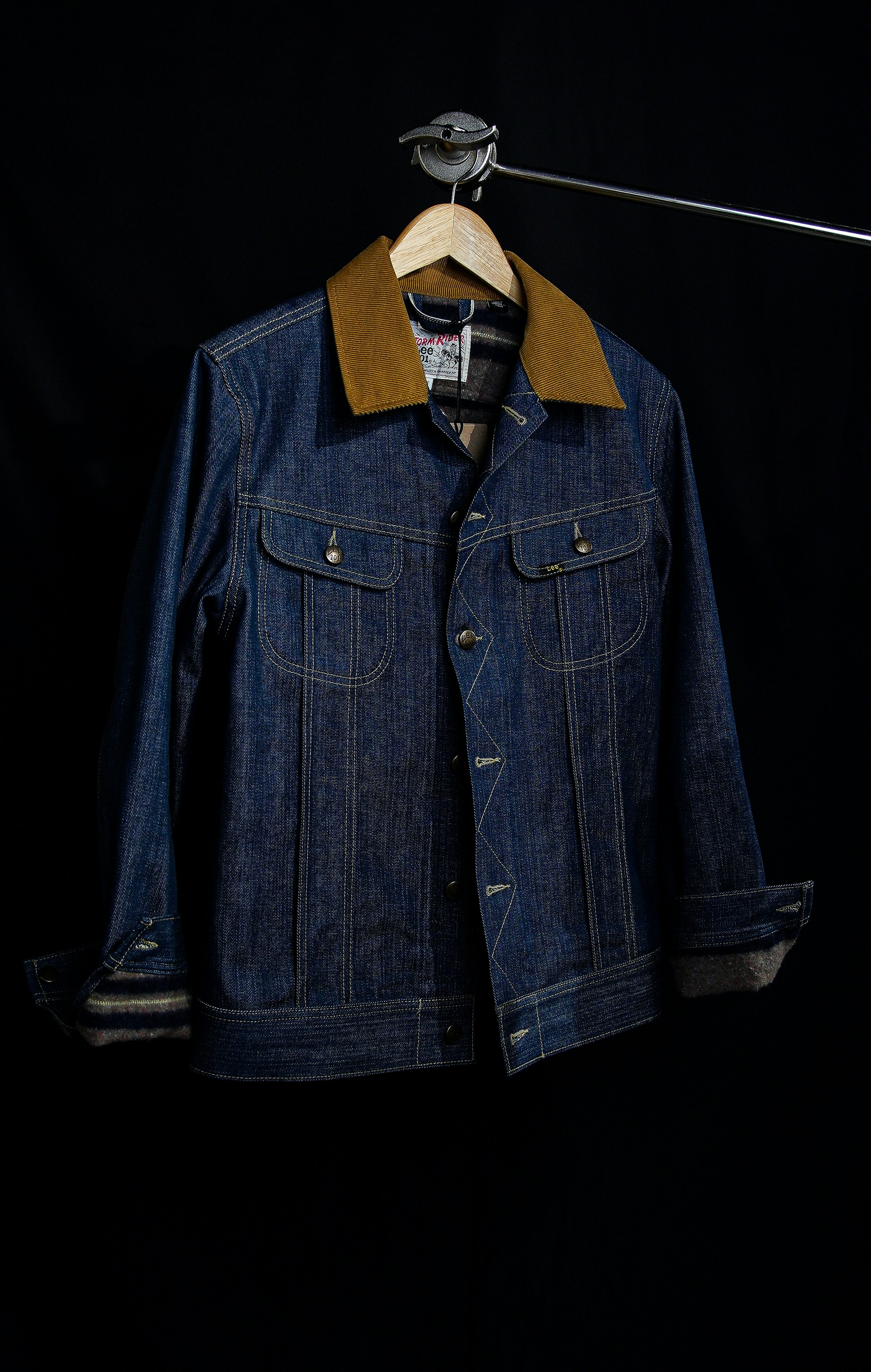 blue denim button up jacket