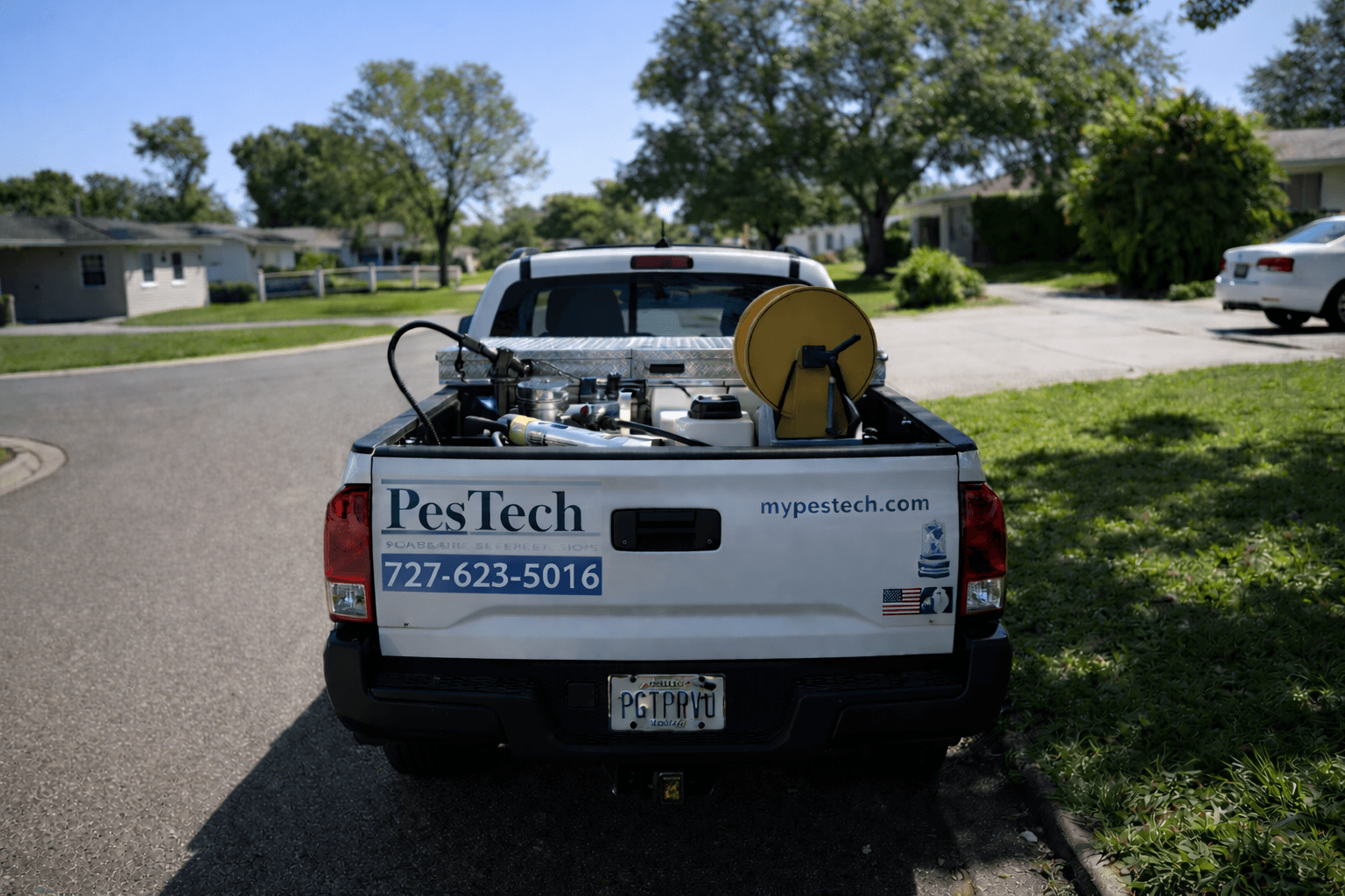 PesTech Inc. pest control truck equipped for residential service in Oldsmar, Florida