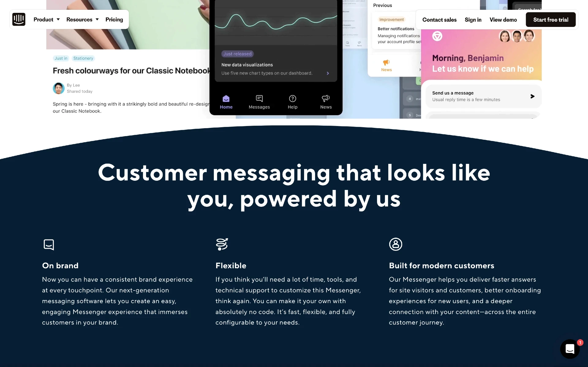 A SaaS product landing page example and product benefits