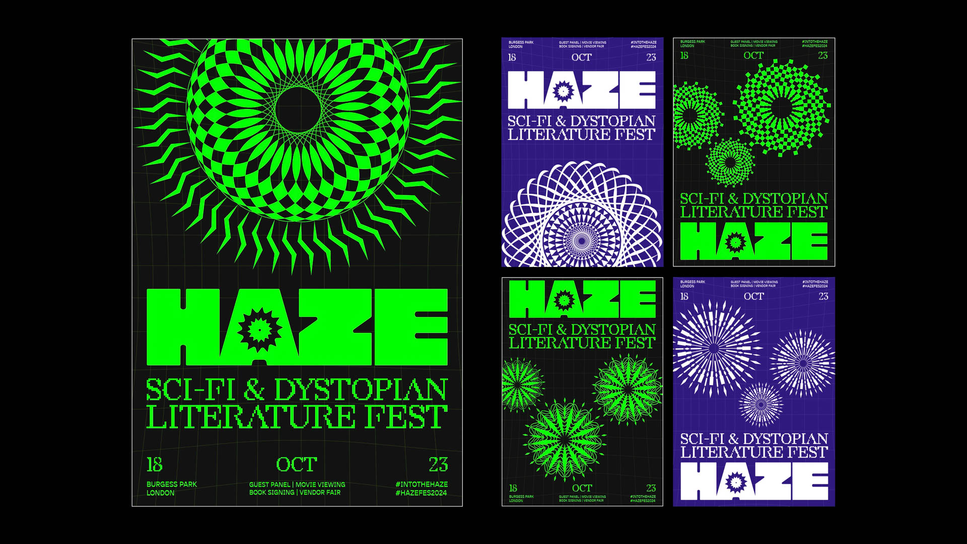 typographic posters for a festival called HAZE