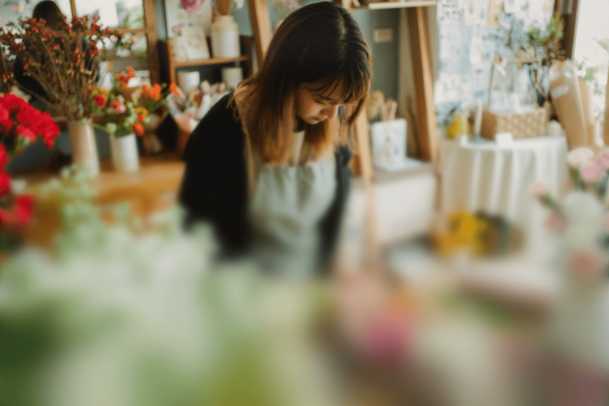 Florist working in flowershop