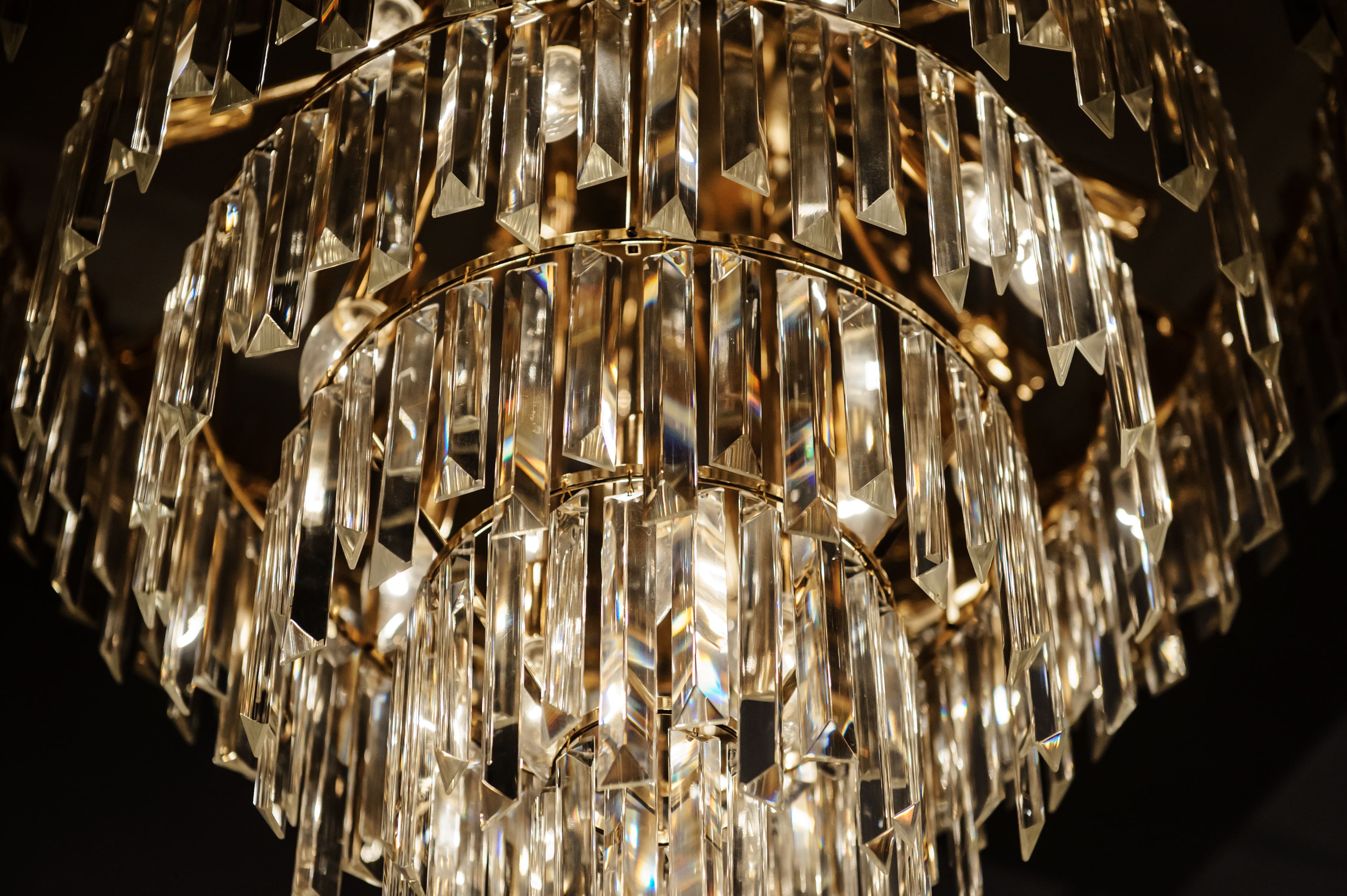 closeup of glass chandelier